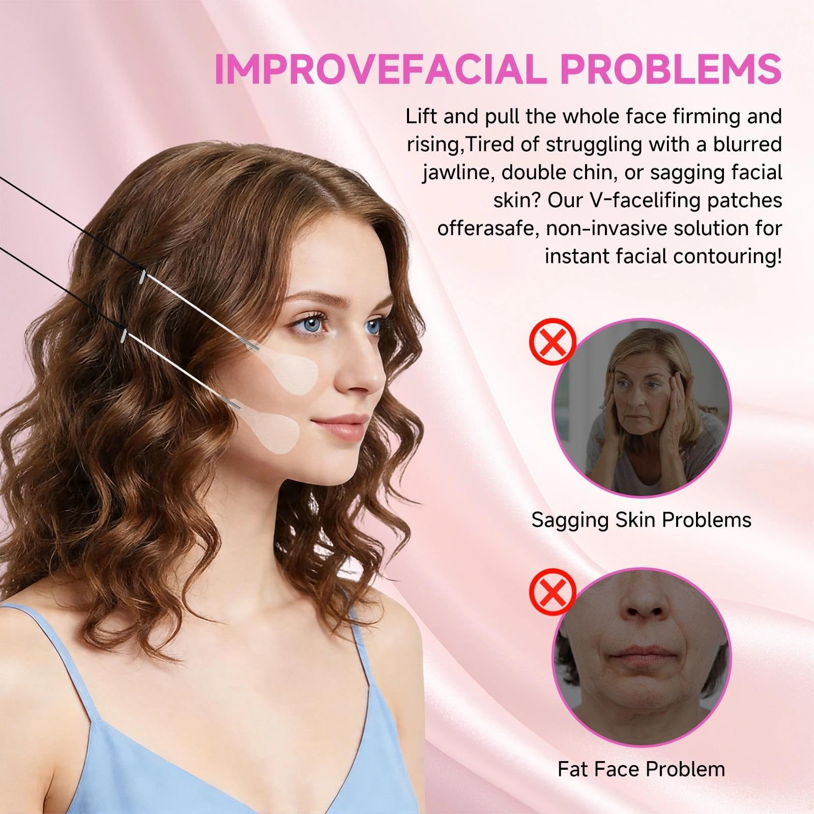 Face lifting tape face tape lift hilos tensores faciales 120 adhesivos con 3 bandas, impermeables elásticos y discretos para maquillaje, fotos y contorno del rostro