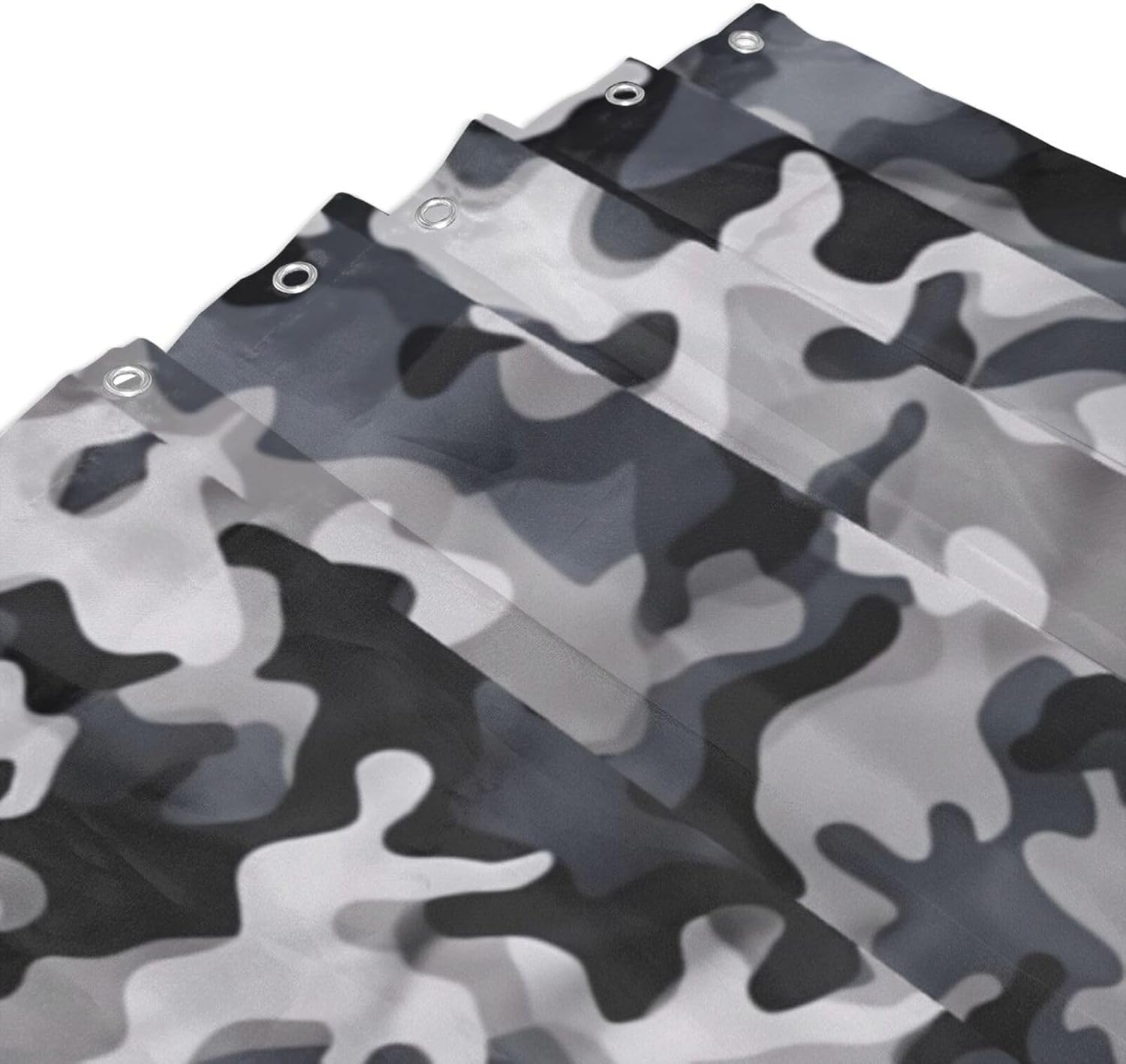 KIROJA Black Grey White Camo Shower Curtain,Waterproof Fabric Shower Curtains Bathroom Bathtub Decor with Hanging Hooks,60x72 in