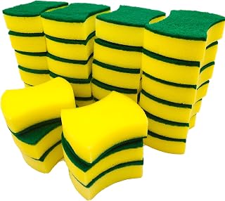 30 Pack Heavy Duty Scrub Sponge, Non-Scratch Super Absorbent Cleaning Kitchen Sponges, Sponge Scourers Multi-Use for Kitchen, Bathroom, Furniture, Dishes, Car & Steel Wash - Size 4" x 3.2" x 1.2"