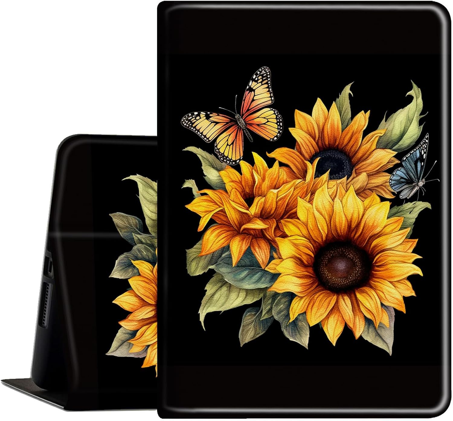 BVDIKMI Case for Fire HD 8 and HD 8 Plus Tablet (10th Generation 2020 Release), Slim PU Leather Cover with Auto Sleep Wake Feature Folio Case for Kindle Fire HD 8, Sunflower Butterfly