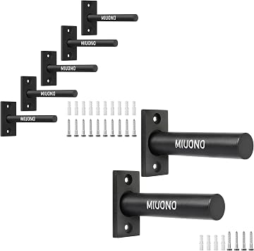Weight Plate Holder for 1" Olympic Plates 5 Pack and Wall Mounted Weight Plate Rack for 2" Olympic Plates 2 Pack Bundle
