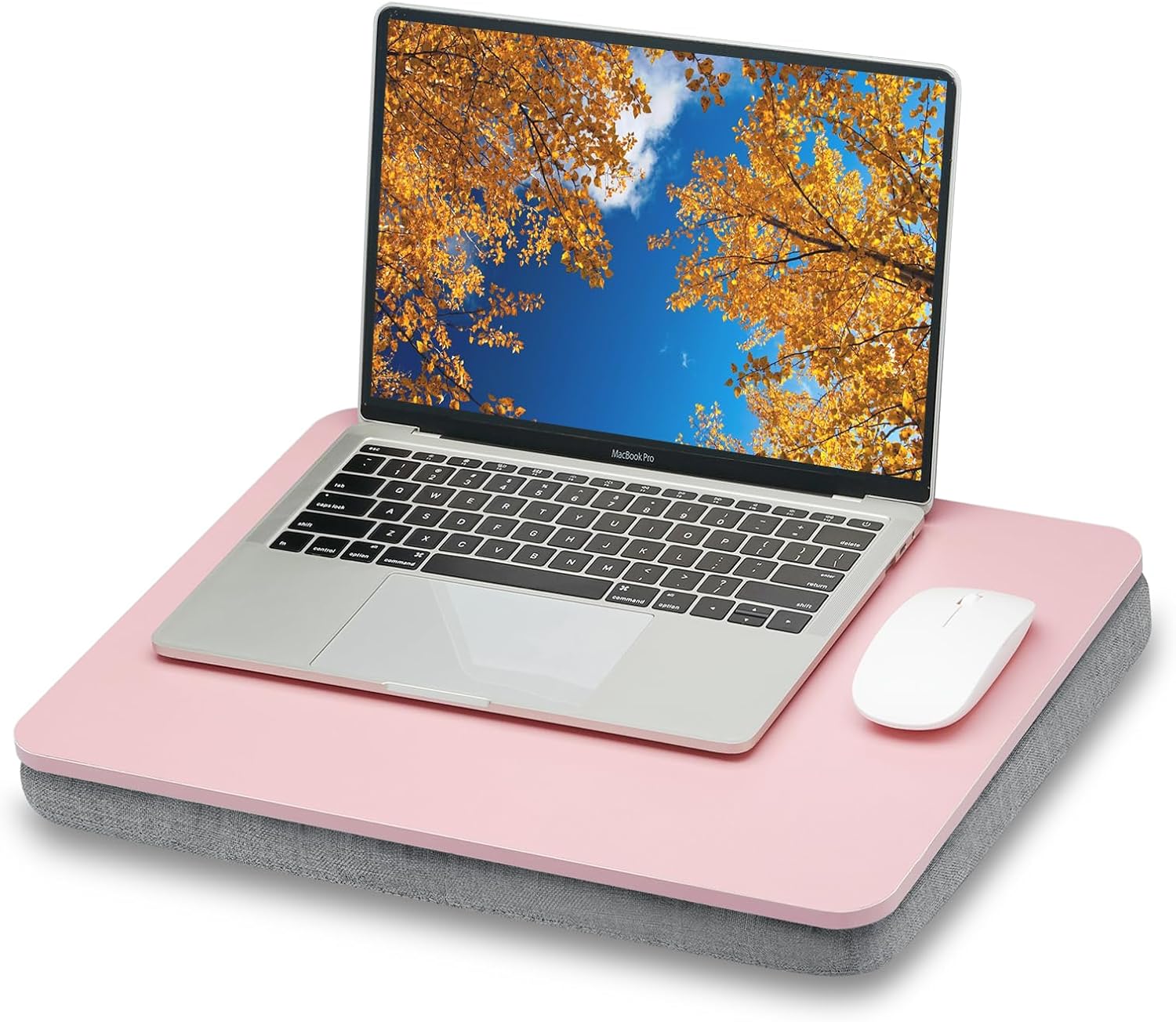ZEAPTAC Lap Desk with Pillow Cushion, Portable Laptop Bed Desk, Fits up to 15.6 inch Laptop, Lap Stand for Bed & Couch & Carpet, Book Tablet/Drawing Board - Pink