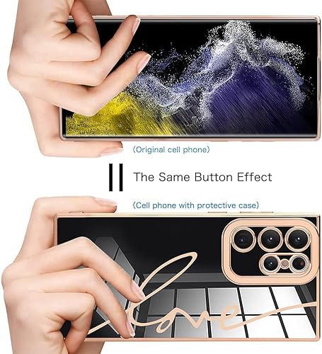 Miniatura 3 de Fiyart Diseñada para Samsung Galaxy S23 Ultra 5G, bonita funda chapada en amor para mujeres y niñas, con protector de pantalla, protector de cámara,