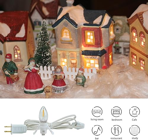 Miniatura 8 de Cable de accesorio con bombillas LED C7, cable de luz de molde de soplado de interior de 6 pies con enchufes macho y hembra para Halloween,