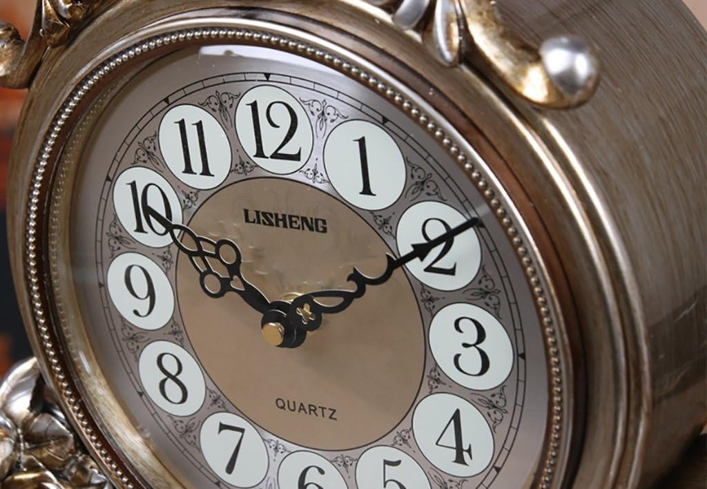 Retro Mantel/Mantle Rhythm Quartz Clock Living Room Desk Shelf Clocks Decoration (Color : Bronze)