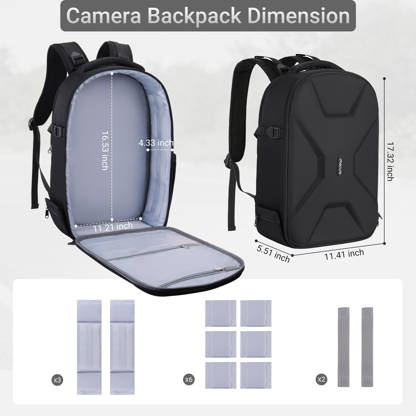 MOSISO Plecak na aparat, DSLR/SLR/plecak na aparat fotograficzny z uchwytem na statyw, kieszeń na laptopa 15,6", ochrona przed deszczem, kompatybilny z dronami Canon/Nikon/Sony/DJI Mavic, czarny