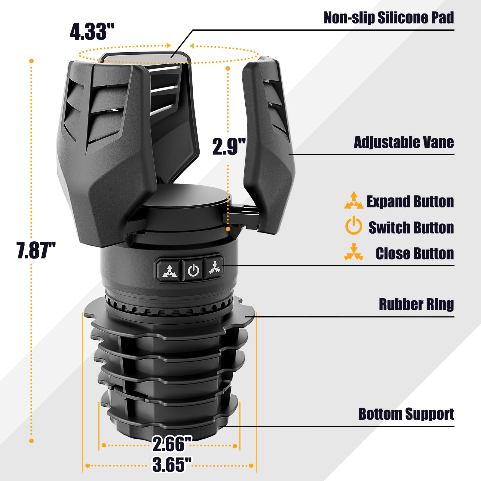 Electric Cup Holder Expander for Car, Vehicle Cup Holder Organizer with Adjustable Cup Body, Car Cupholder Adapter Compatible with Stanley, Yeti, Hydro Flask Large Bottles, Mugs & Cups