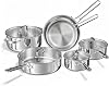 Juego de utensilios de cocina de acero inoxidable Tri-Ply, 10 piezas, no tóxico, libre de PFOA, apto para horno hasta 900°F, apto para lavavajillas, compatible con todas las estufas 1