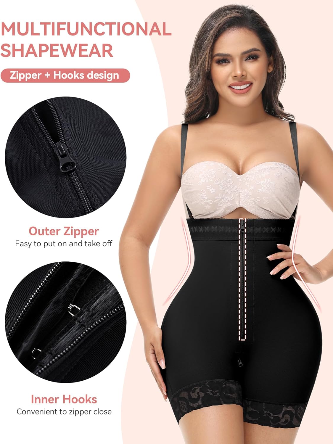SHAPSHE Fajas Colombianas Moldeadoras Post Surgery Stage 2 Compression Garment Butt Lifting Full Body Shaper with Zipper - Image 5