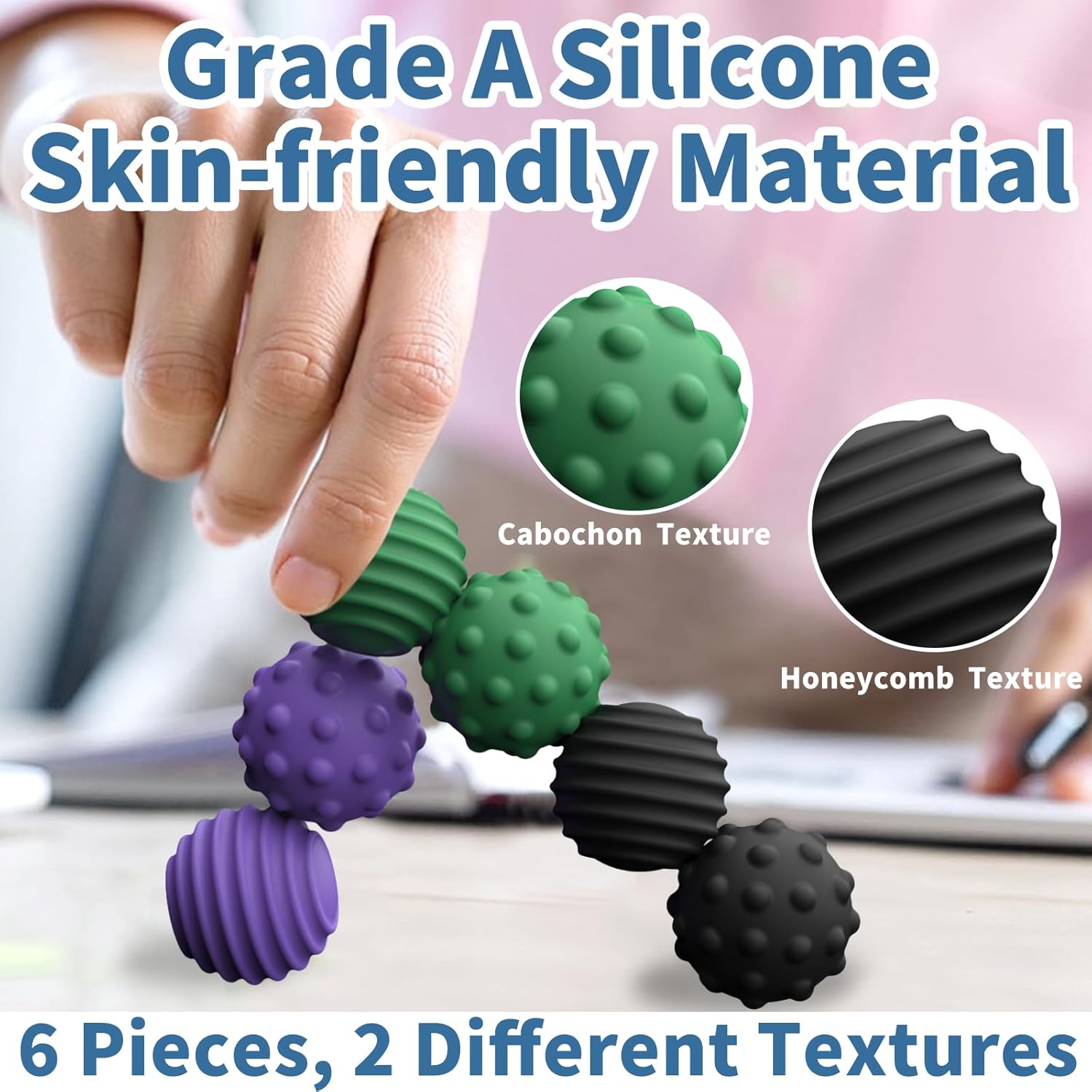 HengLiSam Silicone Magnetic Balls, Magnet Fidget Toy with Pro Magnetic Strength, Magnetic Fidget Ball for Adults (6 Pack)