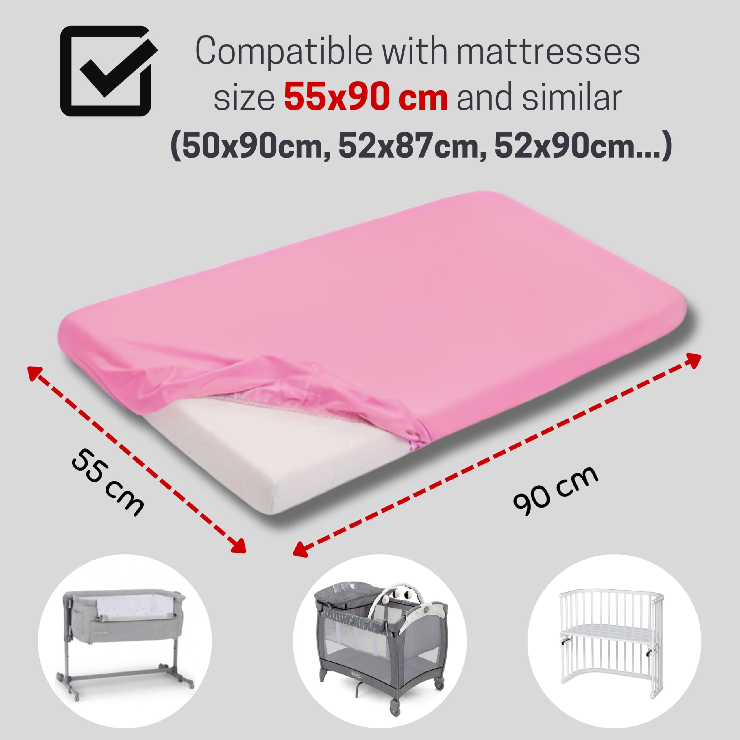 Bisoo Crib Sheets Waterproof 2in1, Fitted Mattress tector Made of 100% Jersey Oeko-Tex + PU 22x36 in / 55x90 cm - Image 4
