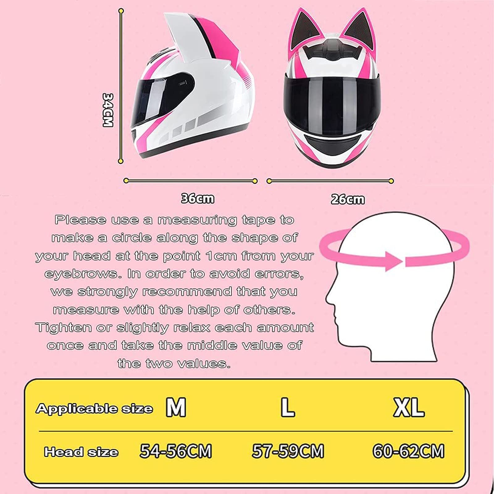 Casco De Moto Con Orejas De Gato Para Mujer Casco Integral Con Certificación ECE Protección Facial Gafas Chapadas En Oro Forro Totalmente Desmontable Y Lavable Racing Kart Casco E,M