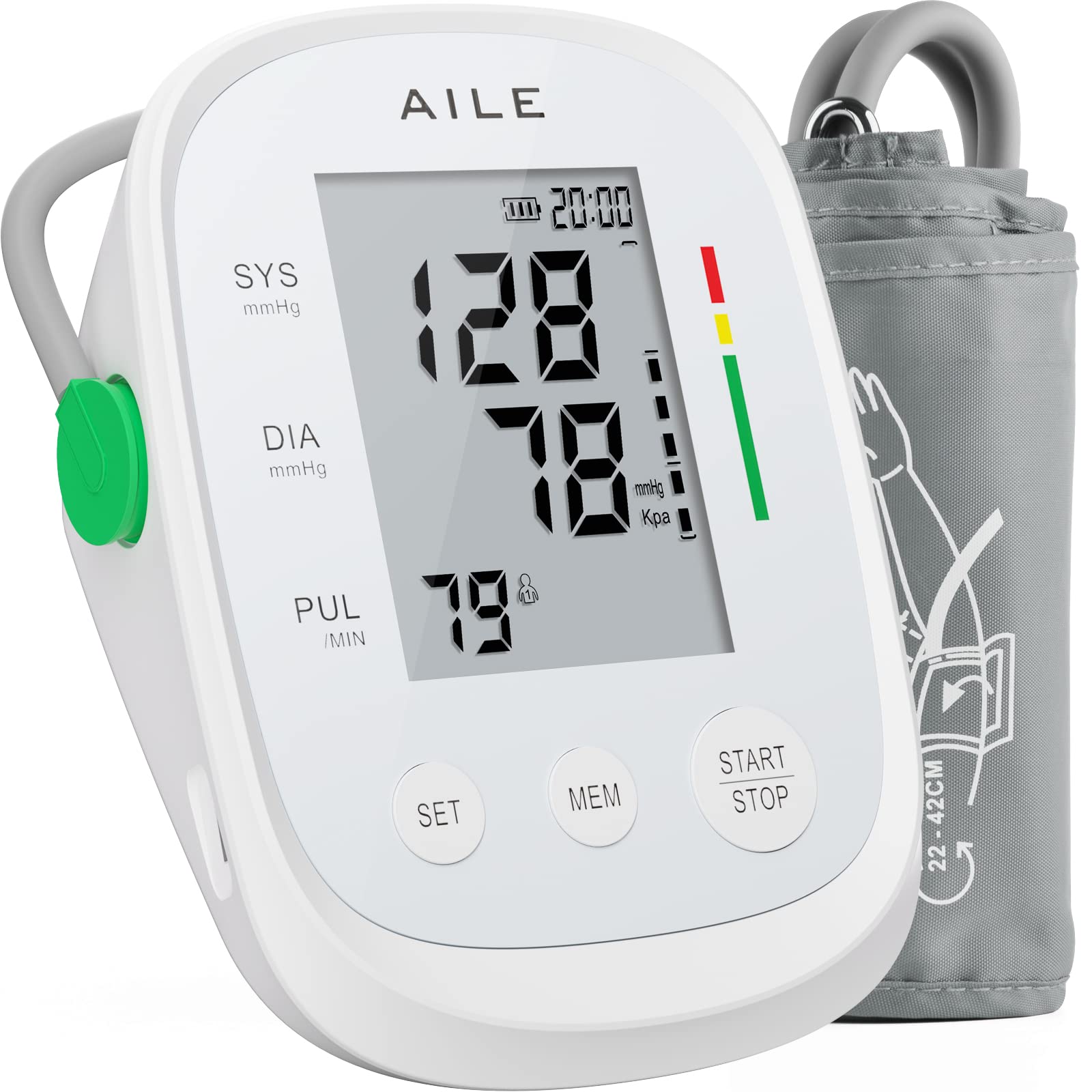Blutdruckmessgerät (Blood pressure monitor) AILE: Oberarm-Blutdruckmessgerät für den Heimgebrauch,blutdruck messgerät große manschette(Verstellbare 22-42cm) Automatisches Oberarm-Blutdruckmessgerät