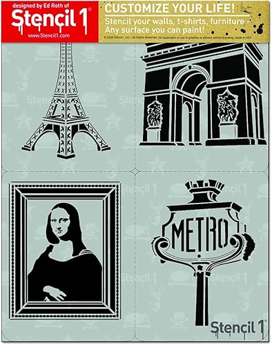 Miniatura 2 de Stencil1 Paris - Juego de 4 plantillas reutilizables de calidad atractiva y duradera para pintar, crea manualidades y decoración, decoración en