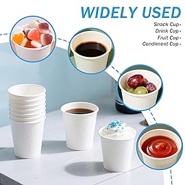 Huifany 100 Pack 5 oz Paper Cups, Small Bathroom Cups Disposable Paper Cup for Mouthwash,Hot/Cold Beverage Drinking Cup for Party, Picnic, BBQ, Travel and Event