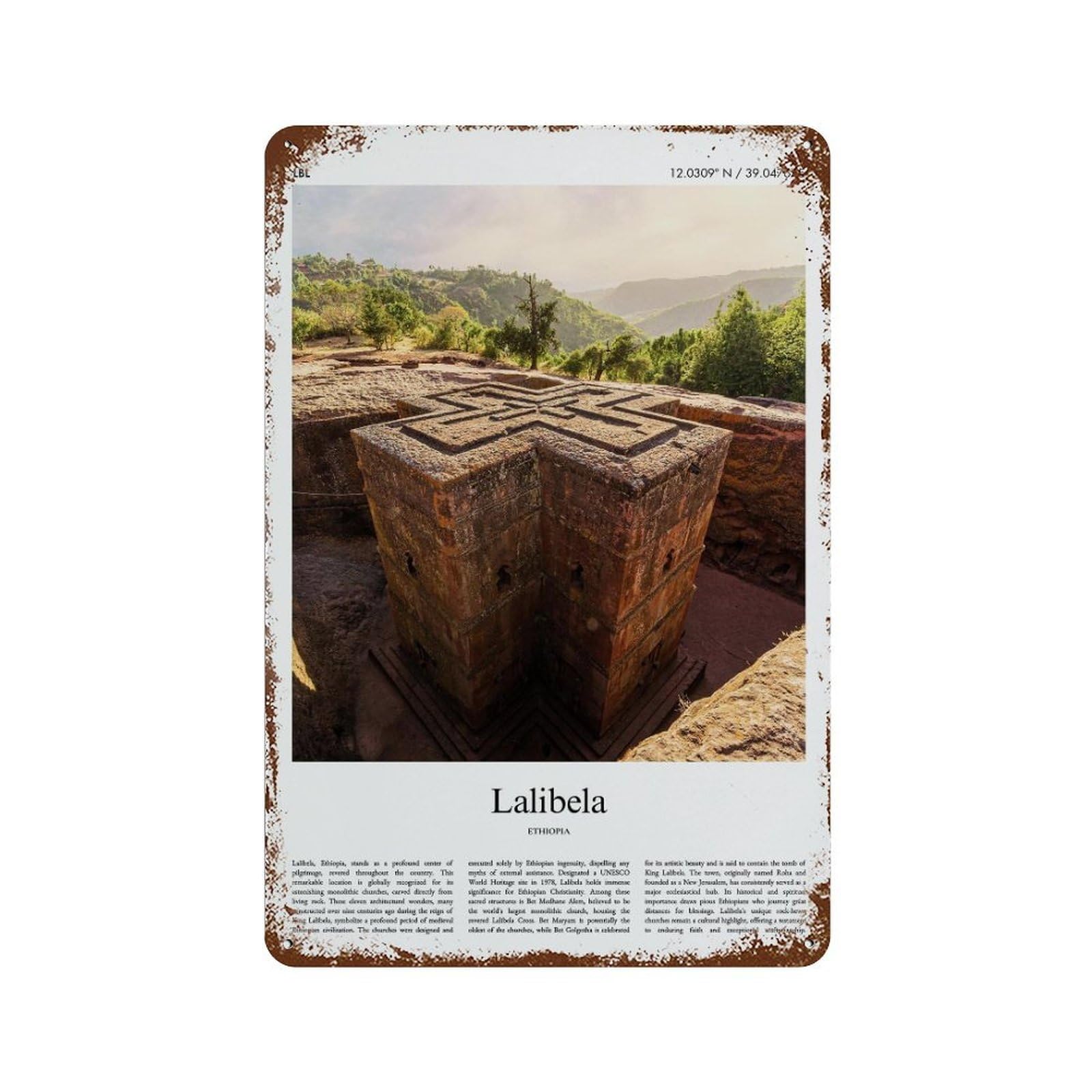 xiaoxiaoshen Lalibela Ethiopia City Scenery Wall Decor Art Metal Tin Poster Modern Home Decor Art Home Bar Shop Decorations Vintage Sign 30x20cm