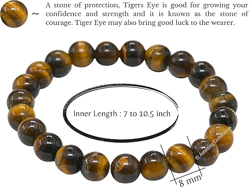 Vista 211 de Amazing Gemstone Crystal Bracelet for Women Men's Gifts - Protection Healing Crystal Bracelet - 8mm Gemstone Beaded Stretchable Bracelet Pulseras