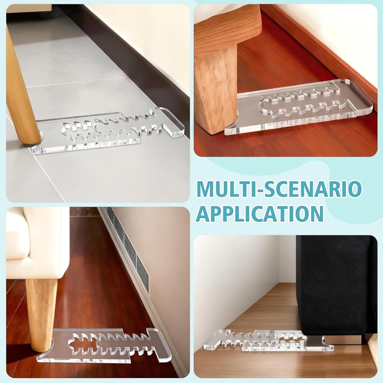 Clear Acrylic Furniture Wall Spacer | Adjustable 20-29.5cm Protector for Sofas & Beds, Prevents Wall Damage & Fire Hazards (2 Sets)