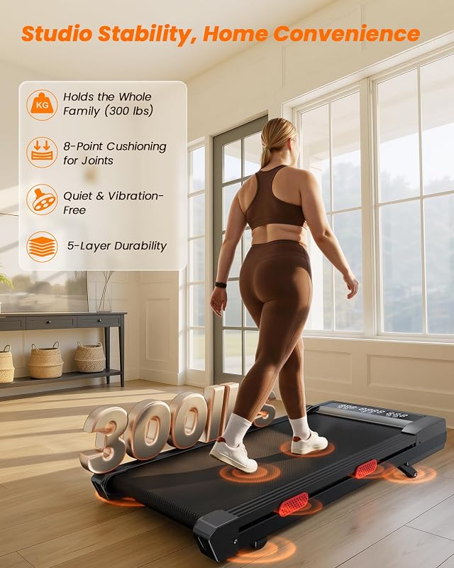 Lacuffy Walking Pad 9% Auto Incline, 3.0HP Portable Treadmill,300 pounds Treadmill with Incline, Under Desk Walking Pad with Remote Control &LED Display image 5