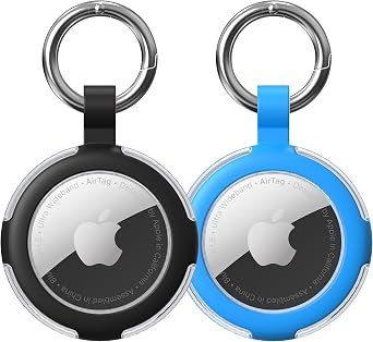 Compatible with AirTag Case Keychain, IPX8 Waterproof Air Tag Holder, Silicone AirTags Cases with Key Ring Apple GPS Item Finders Accessories Black/Blue