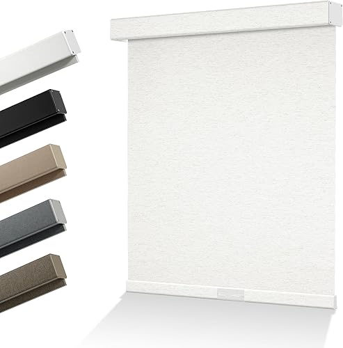 Persianas enrollables opacas de lino para ventanas, sin cordones, persianas enrollables para oscurecer la habitación, fáciles de instalar, con