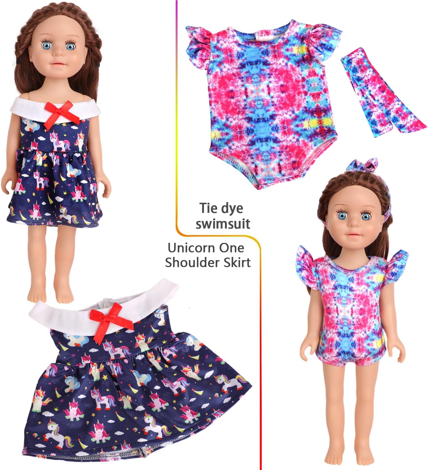 10 Sets of 18 Inch American Doll Clothes, Including 10 of Doll Clothing Dress Outfits for Gift Dolls, Birthday Gifts for Kids
