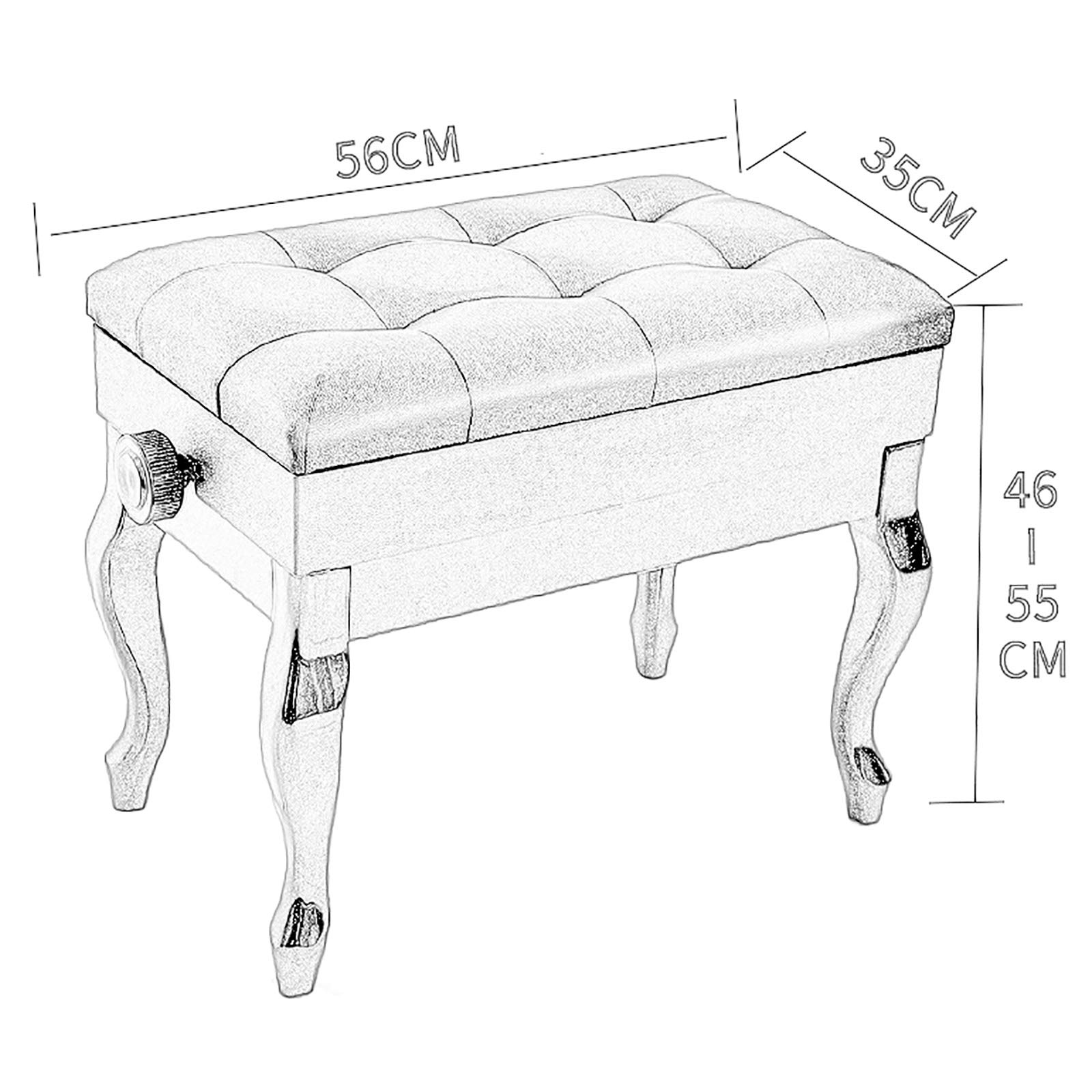 Sgabello per Pianoforte, Tavolo da toeletta, Panca per Pianoforte Regolabile, Sgabello in Legno massello con Gambe Curve e Contenitore