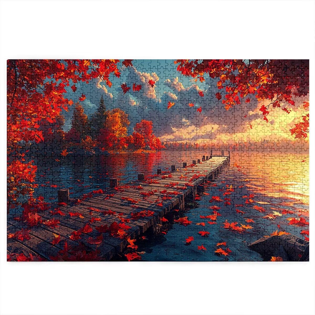 Puzzle 5000 elementów, jesienny krajobraz, 5000 elementów, drewniane puzzle dla dorosłych, trudna łamigłówka, gra logiczna dla całej rodziny, drewniane puzzle do dekoracji salonu, na prezenty, S-48