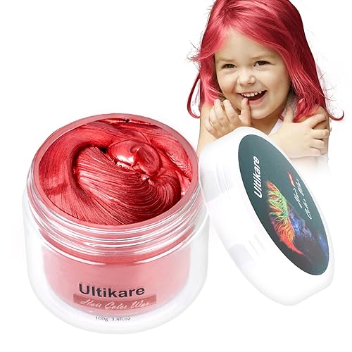 Tinte temporal para el cabello para niños, tinte rojo Ultikare lavable, color cera natural, color tiza, crema de barro, arcilla para peinado,