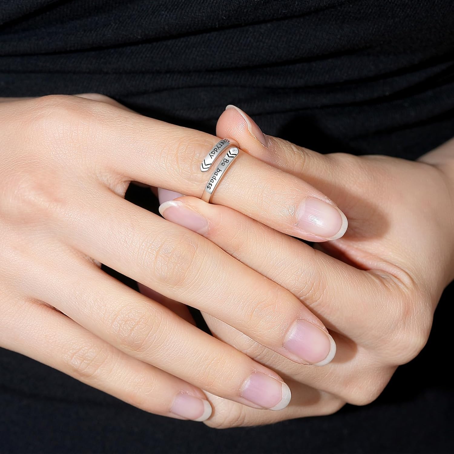 925 Sterling Silver Inspirational Ring Adjustable Thumb Rings for Women