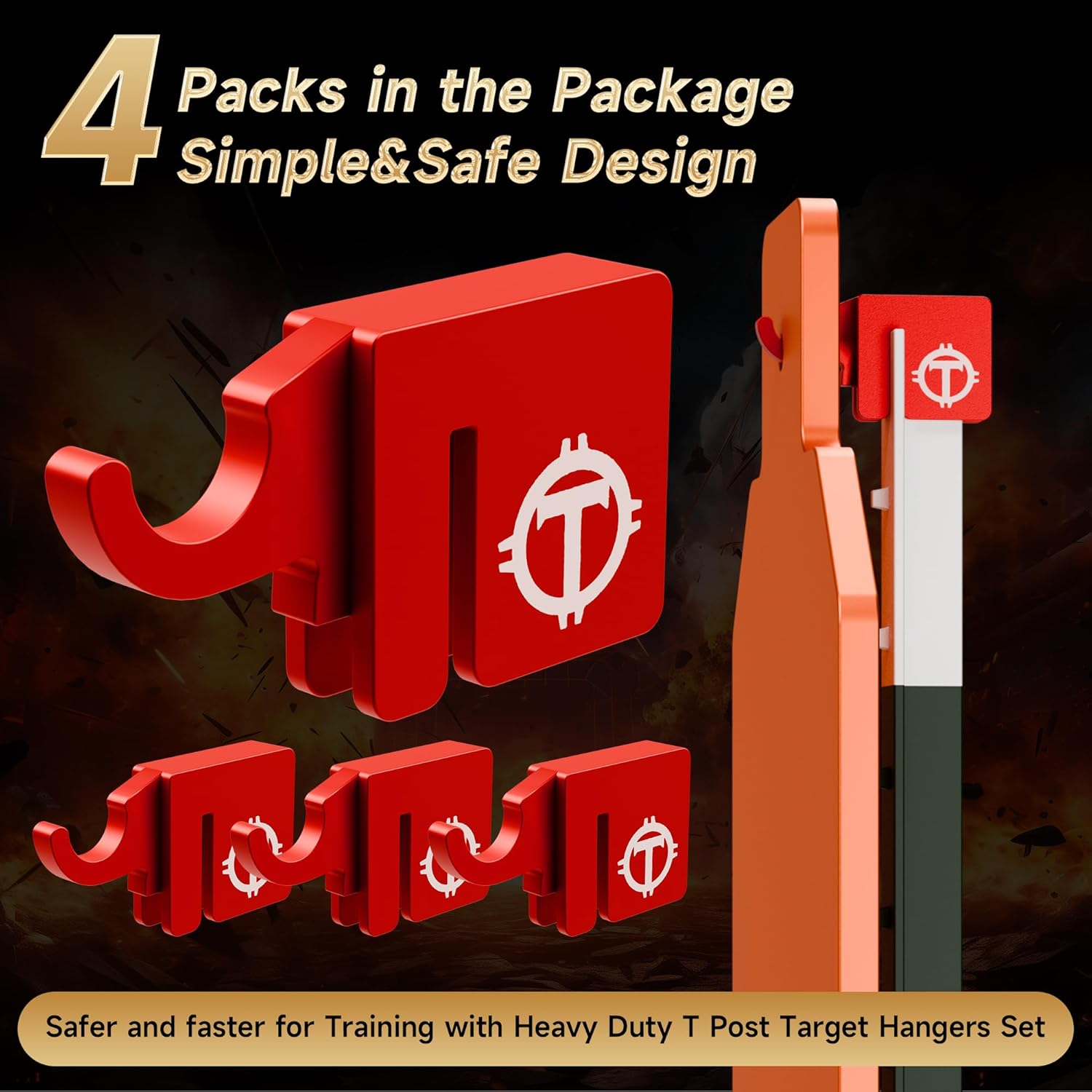 T Post Target Hanger Metal T Post Target Holder/Stand Fits Standard T-Posts, Heavy Duty T Post Target Hook for AR500 Steel Targets, Easy Installation, for Metal Plates/Gongs Shooting Targets