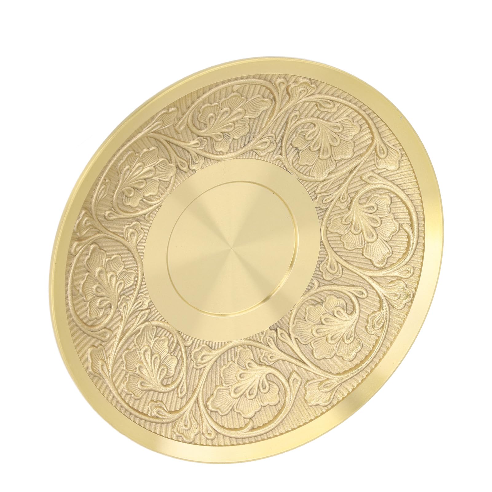 Yomiyuyr Metal Saucer Plate, Elegant Brass Coffee Cup Saucer, Decorative Flower Carving, Luxurious Home Office Decor, with Golden Finish for Dining Use