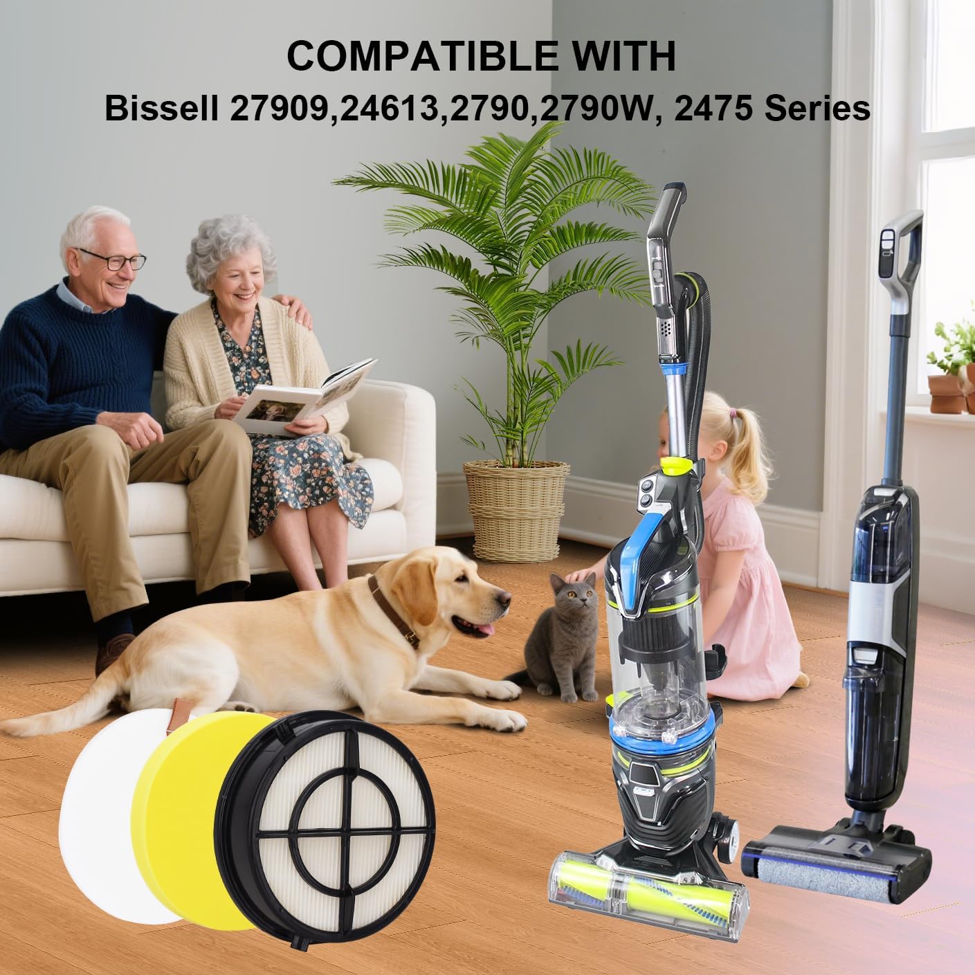 Replacement Filters for Bissell Pet Hair Eraser Vacuum: Compatible with Bissell Pet Hair Eraser Vacuum Filter 27909,24613,2790,2790W,2475 Series, 2 Pack image 4