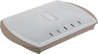 Prep Solutions by Progressive Microwave Small Bacon Grill with Vented Cover, 4-6 Strips of Bacon, Cook Frozen Snacks, Measures 10"L x 7"W x 2.25"H,Brown