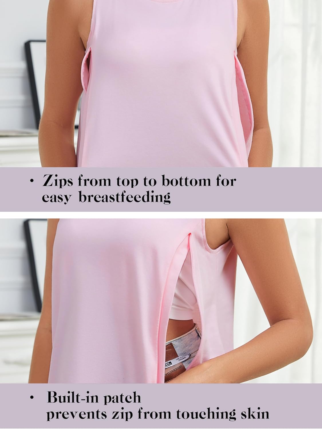 Ecavus Women's Nursing Shirts 3-Pack V Neck Breastfeeding Shirts with Hidden Zipper Short Sleeve Loose Fit Nursing Tops