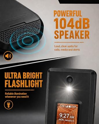 Unlocked Flip Phone (16GB) 2.8 Touchscreen Rugged Cell Phone Android 11, IP68 Water Resistant, 4G LTE GSM Single Nano Slot, Compatible with T-Mobile, AT&T (Black)