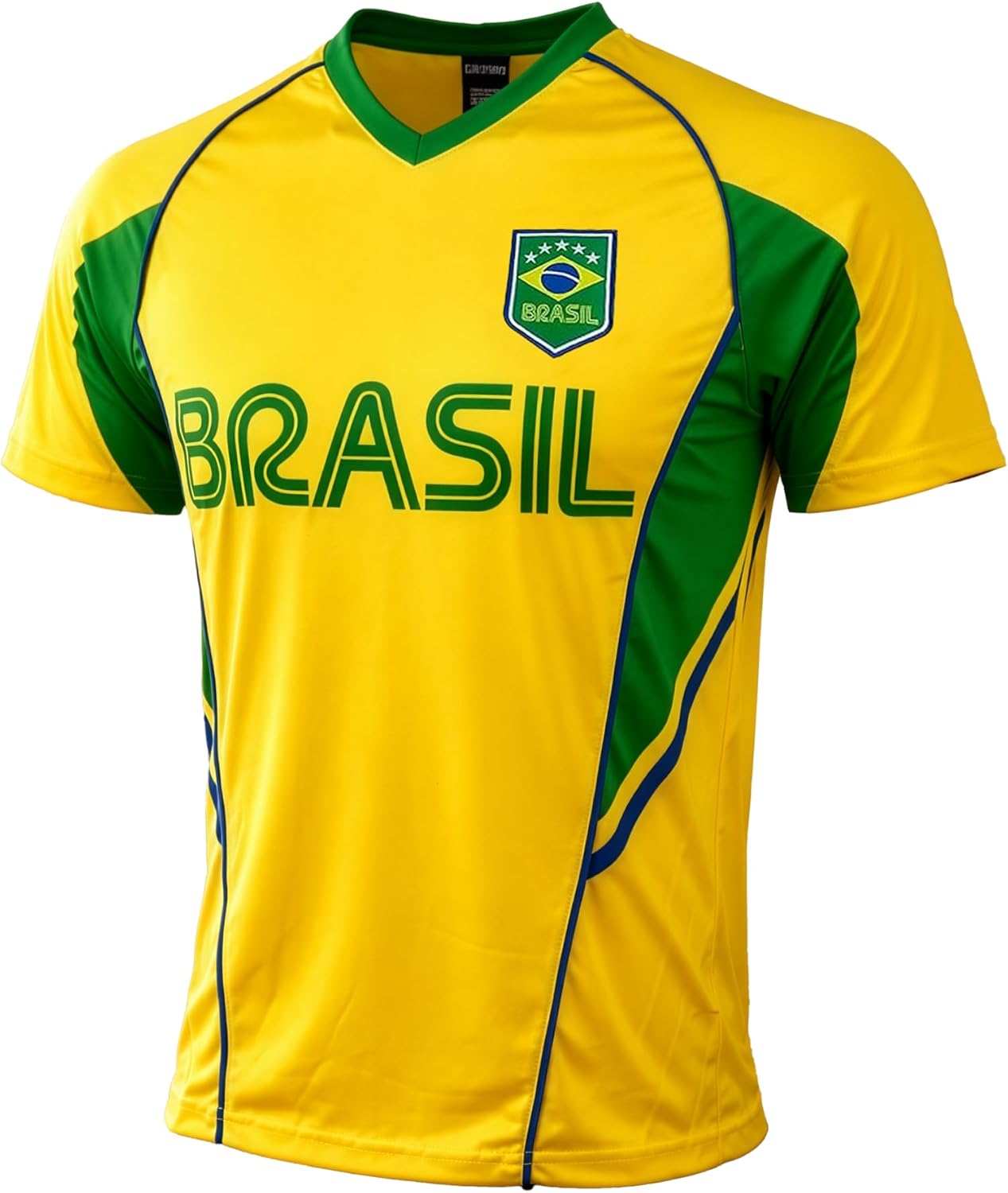 Icon Sports Kids Brazil Performance Jersey - Youth Sizes Brazil Futbol Shirt - Brasil Soccer Short Sleeves Tee Shirt