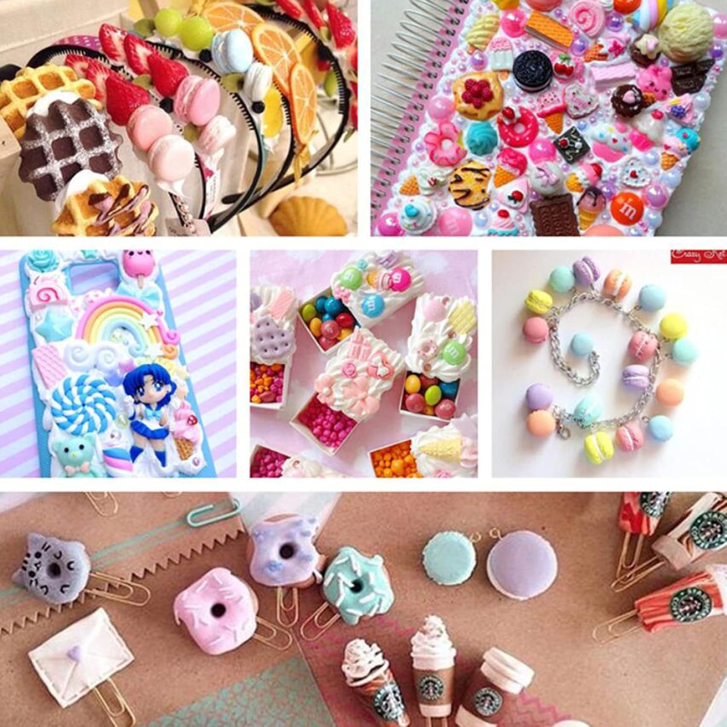 CiCy 100pcs Resin Cartoon Flatback Charms Set Mixed Slime Charms Resin Cabochons Making Supplies with Bear Container for DIY Crafts Scrapbooking Jewelry Making, Muti-Color, 16-26mm - Image 3