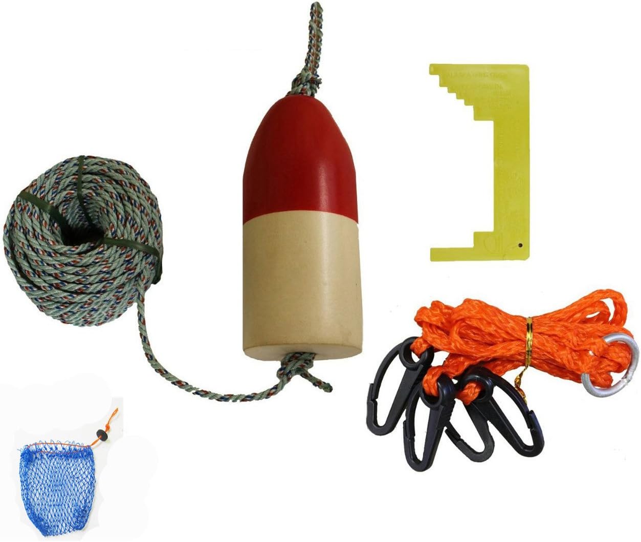 KUFA Galvanized Foldable Crab Trap & Accessory Kit (100' Lead Core Rope, Caliper,Harness,Bait Case & 14" Red/White Float) S33+CAQ3