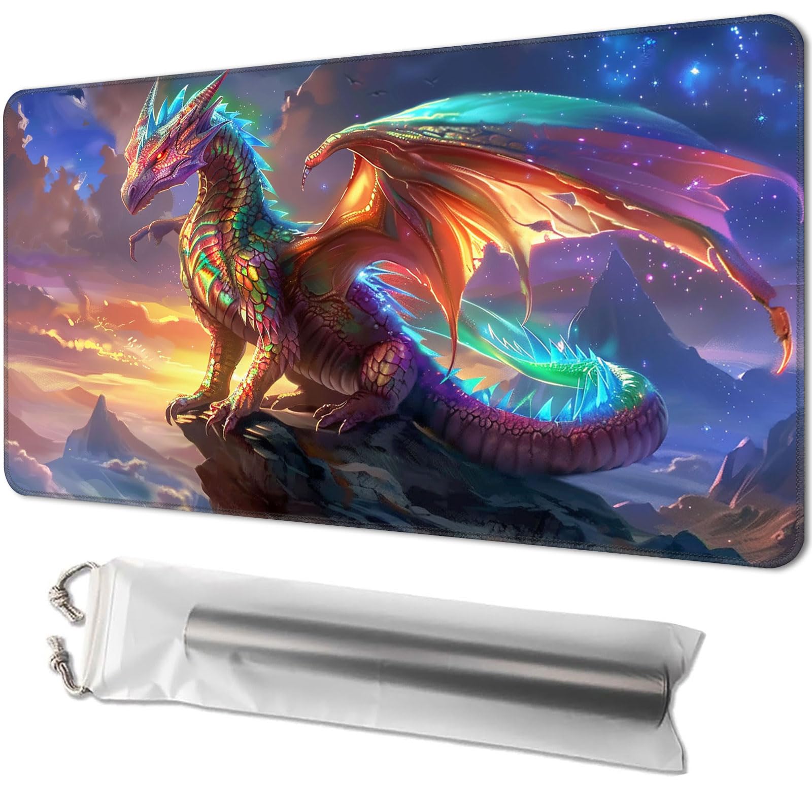 Playmat for TCG, with Free Storage Bags, Game Mat 24 x 14 inches, MTG and Board Game Mat for Cards, Ideal for Card Game Enthusiasts, Majestic Dragon 03