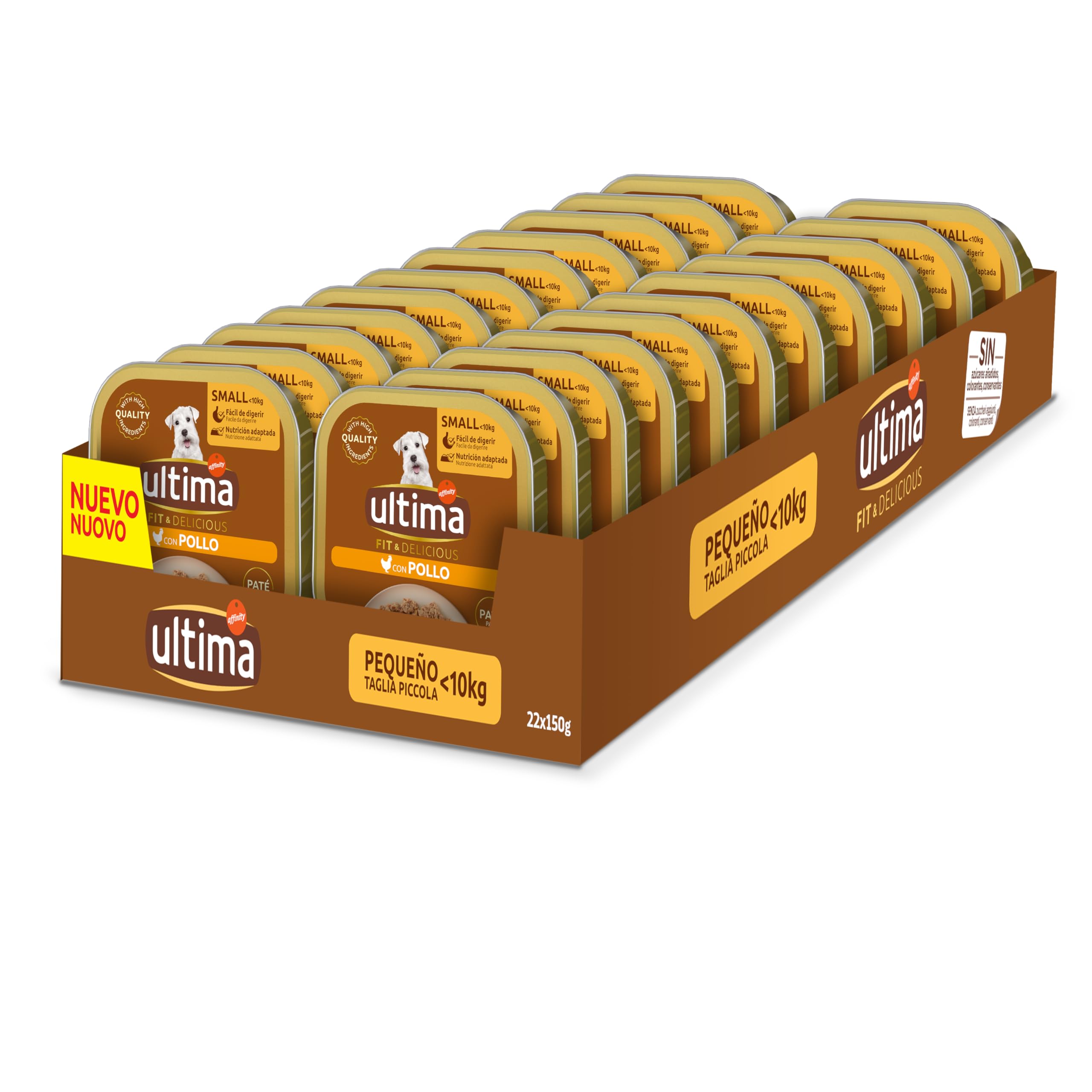 Ultima Fit & Delicious para Perros Mini paté en tarrina Sabor Pollo - Caja 22x150g