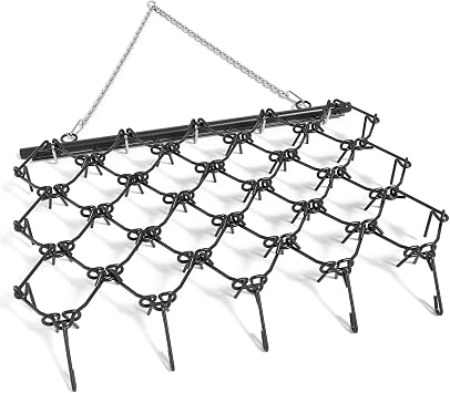Heavy Duty Drag Harrow 5 ft x 4.5 ft,3/8" Tines & Chain Link Mat for Arena Leveling, Pasture Maintenance, Soil Prep, Field, Yard, Farm - Compatible with ATV, UTV, Tractor, Black