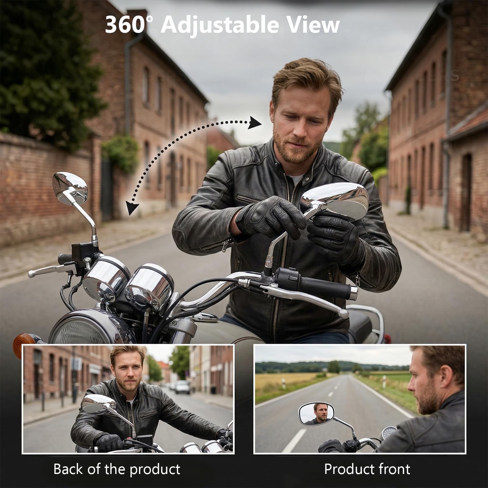 Specchietti Laterali Moto M10 M8, Specchietto Retrovisore Cromato Universale, Compatibile con Yamaha Bobber ATV Street Bike Cafe Racer Sport Cruiser Chopper