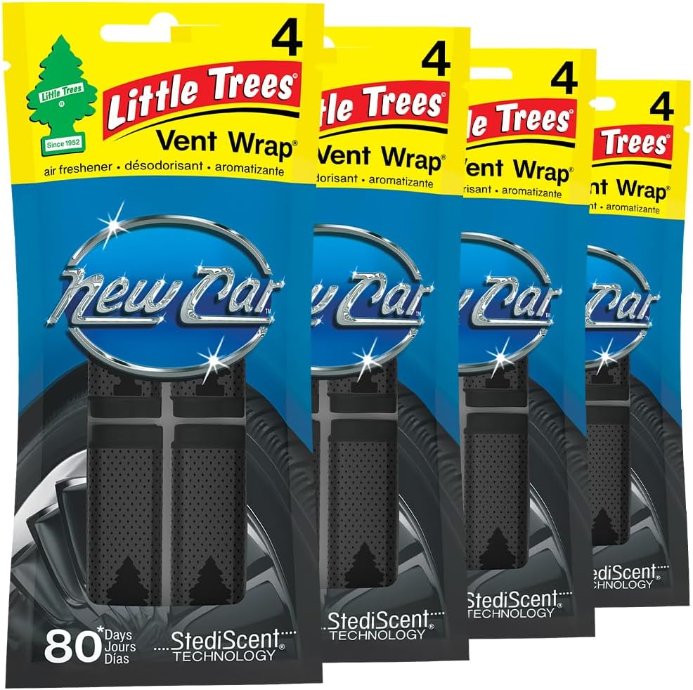 Car Air Freshener. Vent Wrap Provides Long-Lasting Scent, Slip on Vent Blade. New Car, 16 Air Fresheners, 4 Count (Pack of 4)