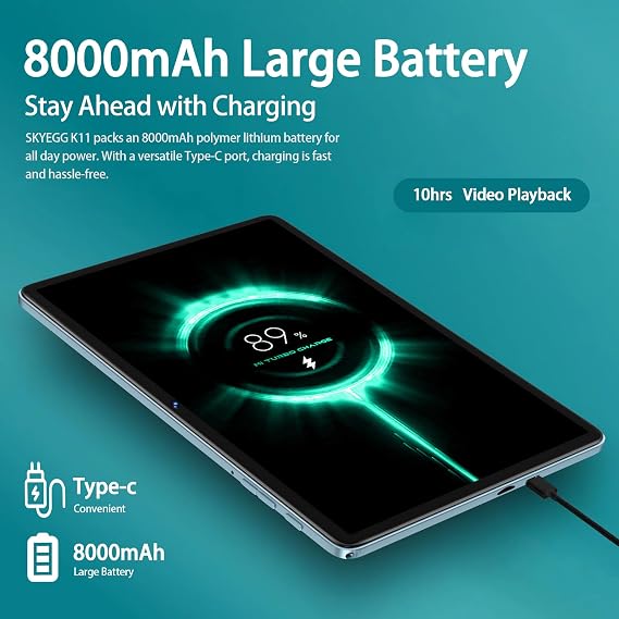 2025 Android 14 Tablet 10 inch Octa-Core Tablets with 22GB RAM+128GB ROM(Expand to 1TB),8000mAh Large Battery,1280x800 IPS HD Touch Screen,Support Widevine L1,Keyboard & Mouse Included-Blue