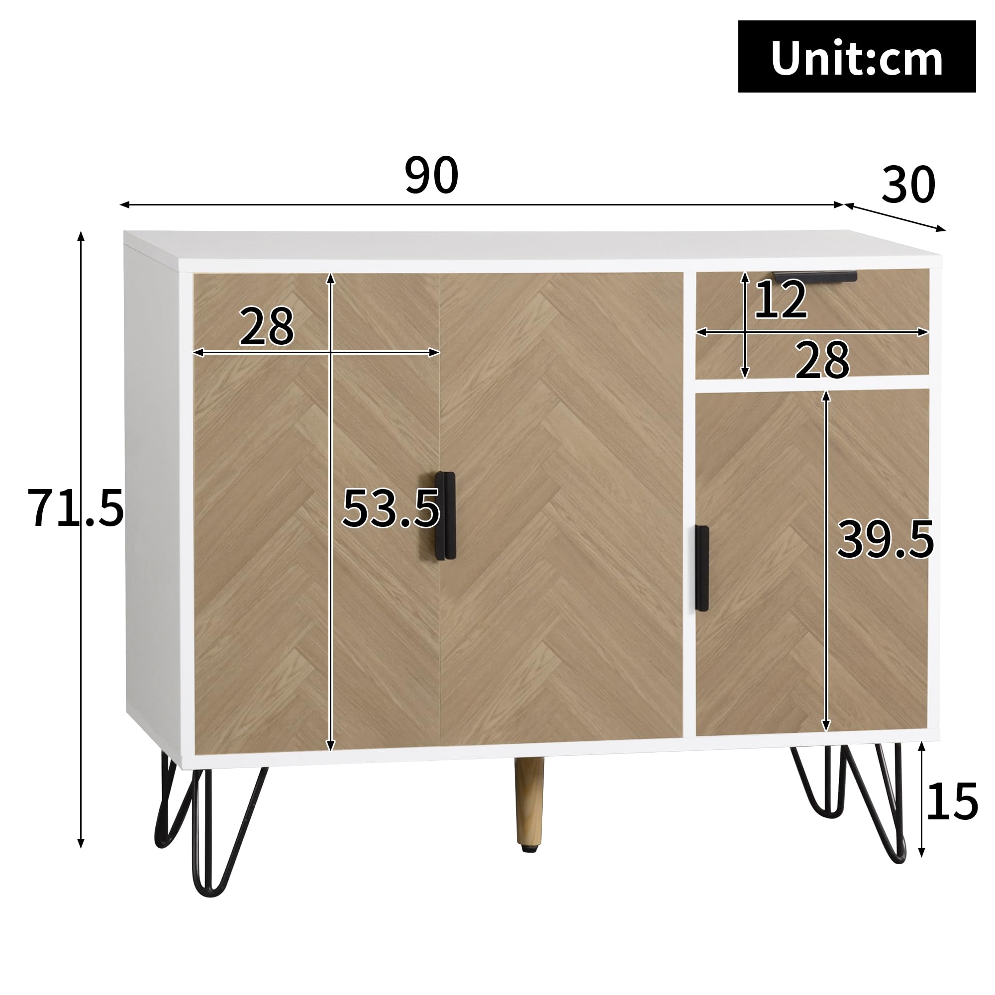 Armadio moderno e versatile, con cassetto e ripiani regolabili in altezza, 70 x 90 cm (bianco)