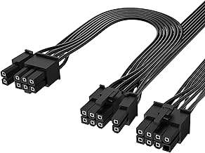 J&D PCE Cable, 60cm 8 Pin to Double 6+2 Pin, Gpu Power Cable Male to Male, Compatible with Aresgame Modular Power Supplies (60cm+18cm), 1 Pack