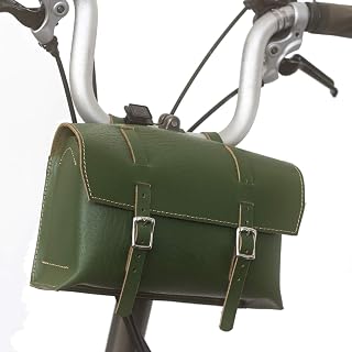 London Craftwork Brompton - Bolsa de Piel para sillín de Manillar, Color Verde