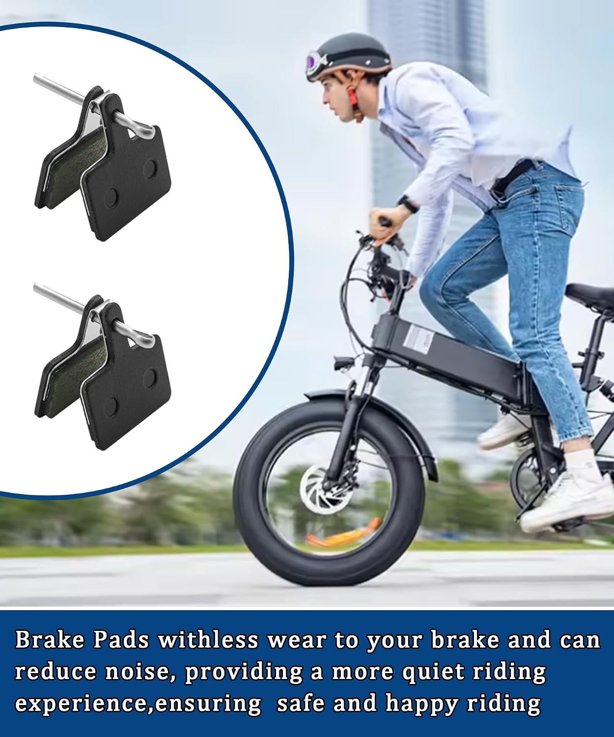 2 Pairs E-Bike Front&Rear Brake Pads Fits for Ridstar Q20 MINI / H20 / Q20 Lite Electric Bike Accessories