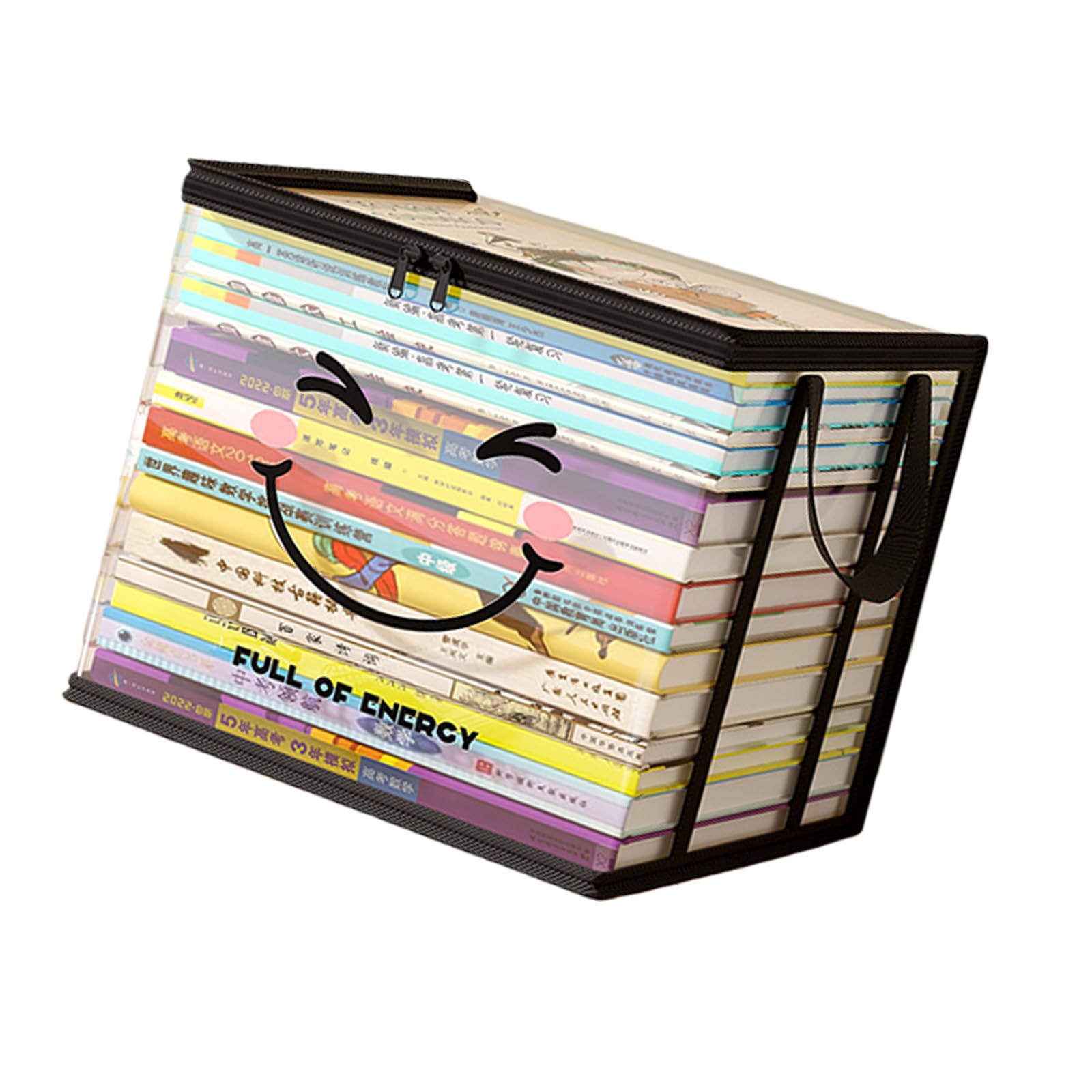 HDOYTXXM Sturdy Clear PVC Book Storage Container Pliable Design Large Opening Double Handles Organiser Bin with Lid Large Opening